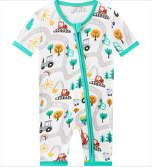 Posh TOT Road Work Print Bamboo Shorty Romper