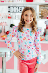Watercolor Kisses L/S Ruffle Tee
