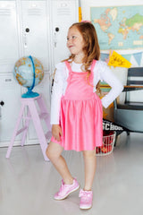 Neon Pink Faux Suede Pinafore