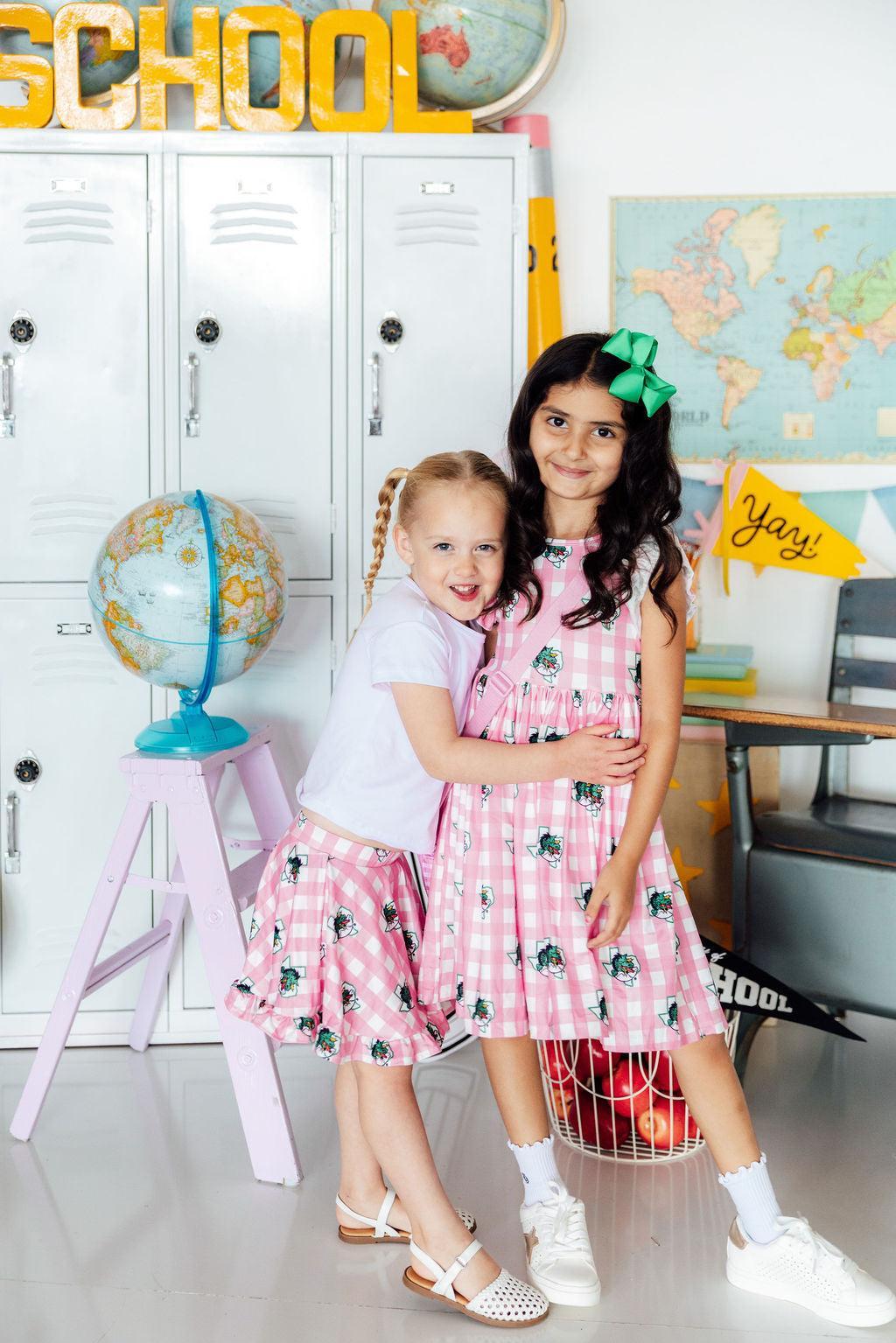 Southlake Carroll Gingham Dragons Ruffle Twirl Skort
