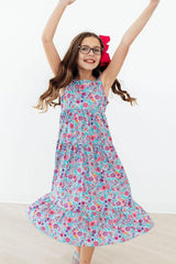 Tropical Garden Ruffle Maxi Dress