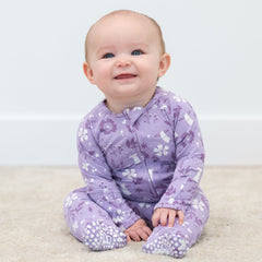 Mushroom Floral Zipper Footie