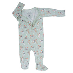 Mint Frenchie Puppy Zipper Footie